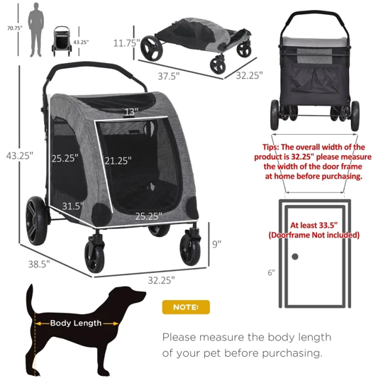Foldable Pet Stroller with Storage Pocket - Purrfect Pet Kingdom