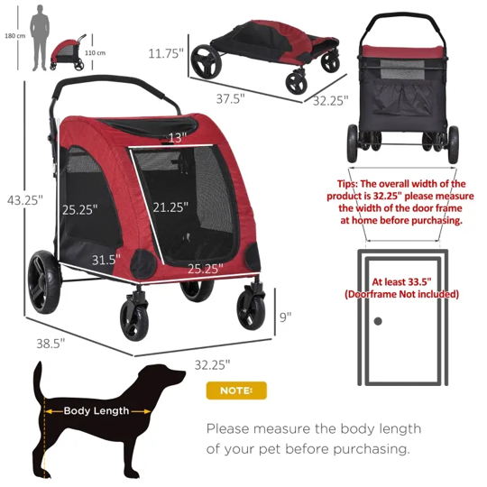 Foldable Pet Stroller with Storage Pocket - Purrfect Pet Kingdom