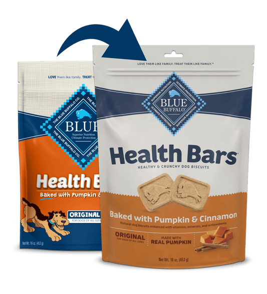 Blue Buffalo Blue Health Bar Crunchy Dog Biscuits Baked with Pumpkin and Cinnamon (16oz) - Blue Buffalo Crunchy Dog Treats - The Family Pet