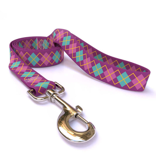 Argyle Purple Dog Leash