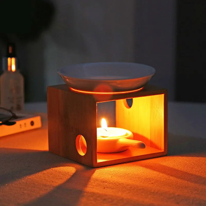 Bamboo Aroma Diffuser Candle Holder