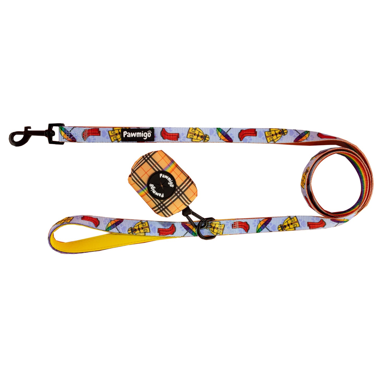 April Showers Durable Rainbow Leash and Waste Bag Kit for