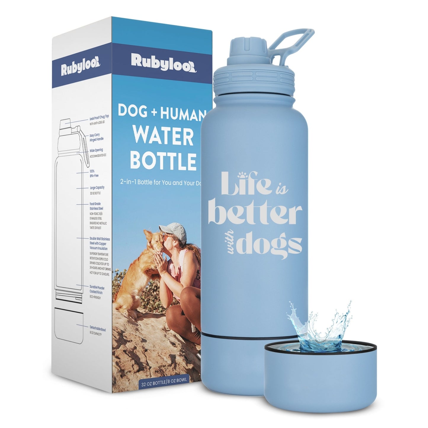 Dog Water Bottle With Detachable Bowl ๐พ - Purrfect Pet Kingdom