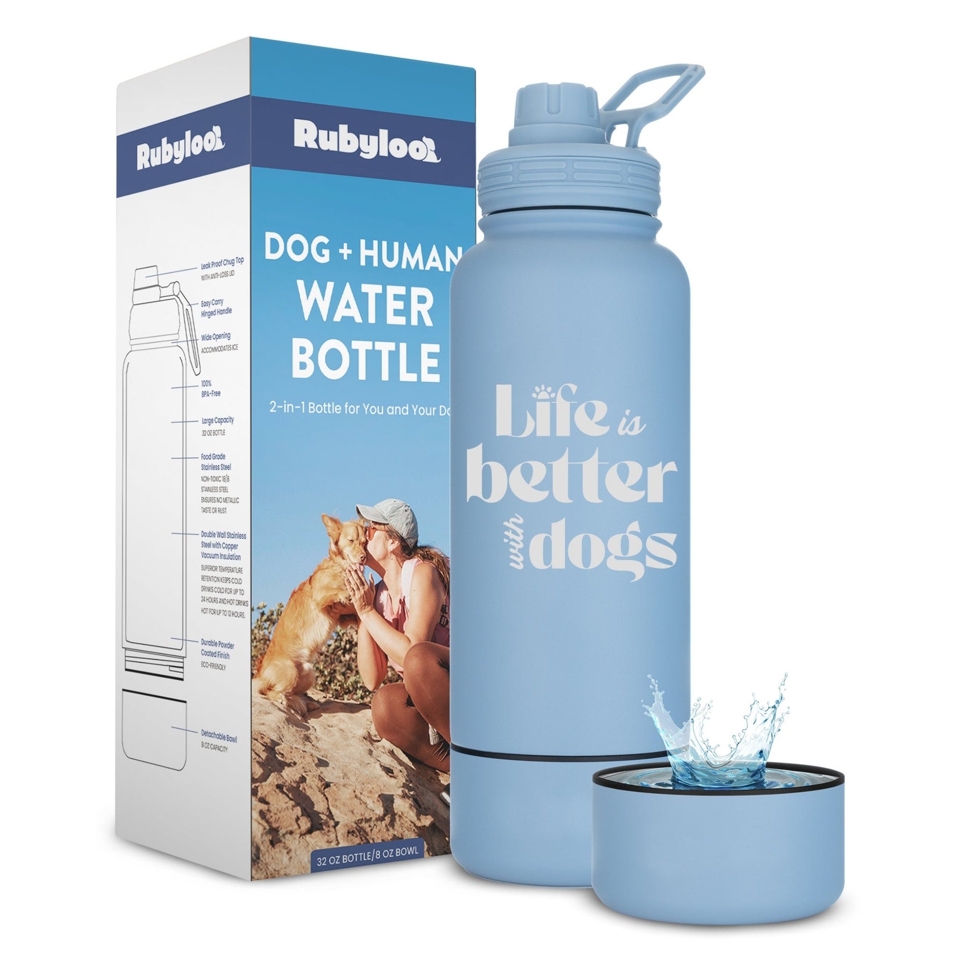 Dog Water Bottle With Detachable Bowl ๐พ - Purrfect Pet Kingdom