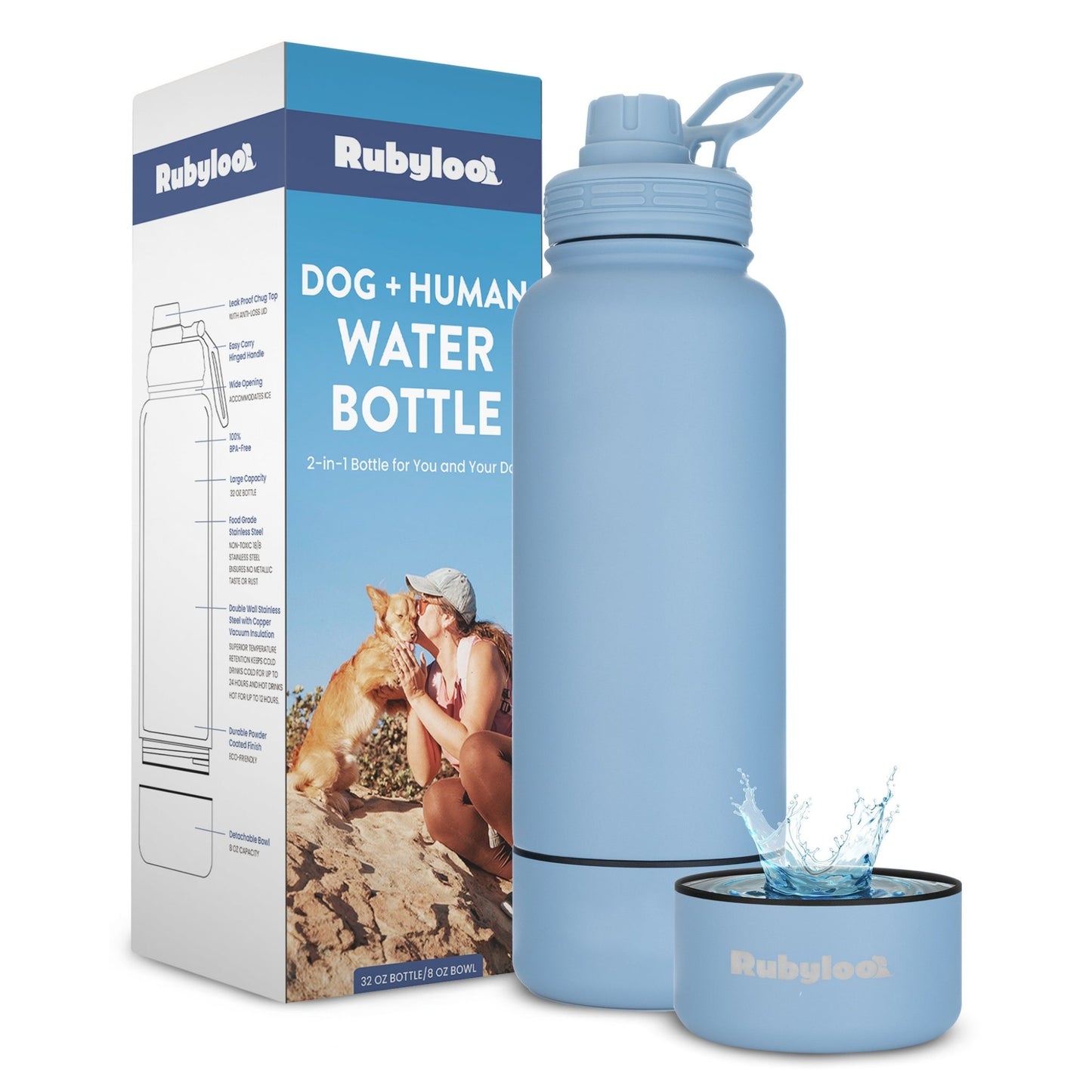 Dog Water Bottle With Detachable Bowl ๐พ - Purrfect Pet Kingdom