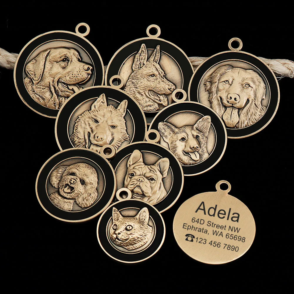 Personalized Dog ID Tag - Custom Engraved Nameplate for All Breeds