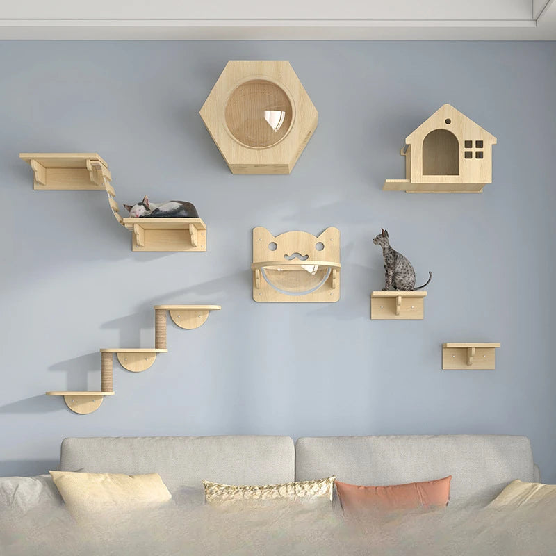 Cat Tower Wood Climbing Hammock Scratch Training ๐ฑ