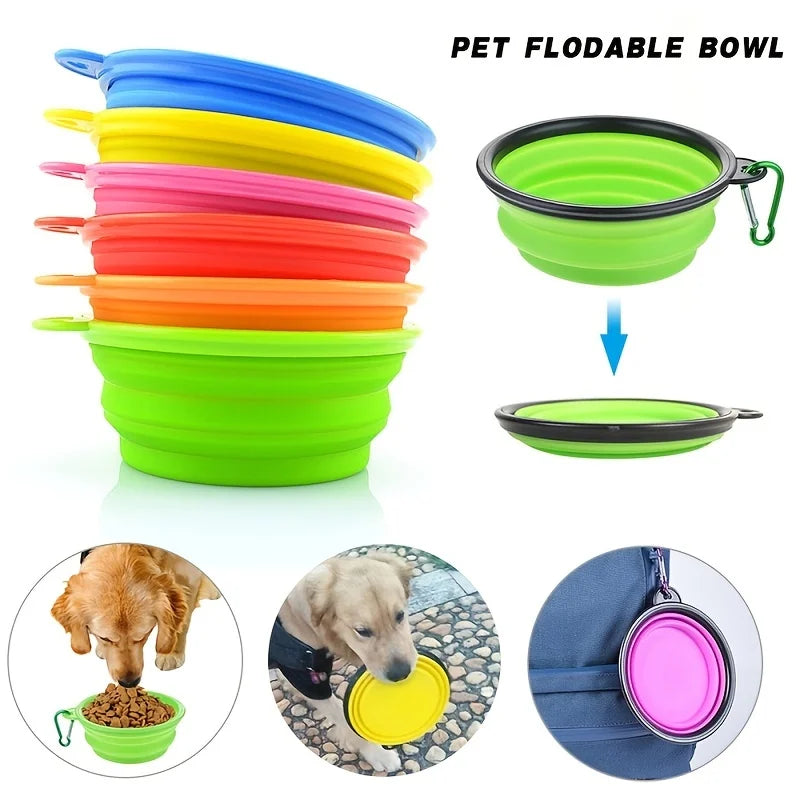 Portable Pet Food Bowl - Collapsible Silicone Travel Water Food Bowl