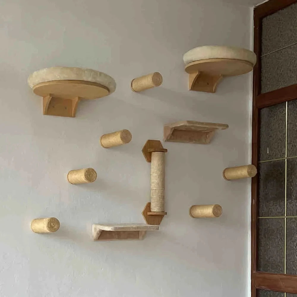 Wall Mounted Cat Tree Shelves Hammock Ladder Space Saving ✅