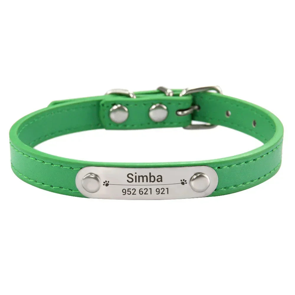 Personalized Dog Collar - Engraved ID Leather Collar