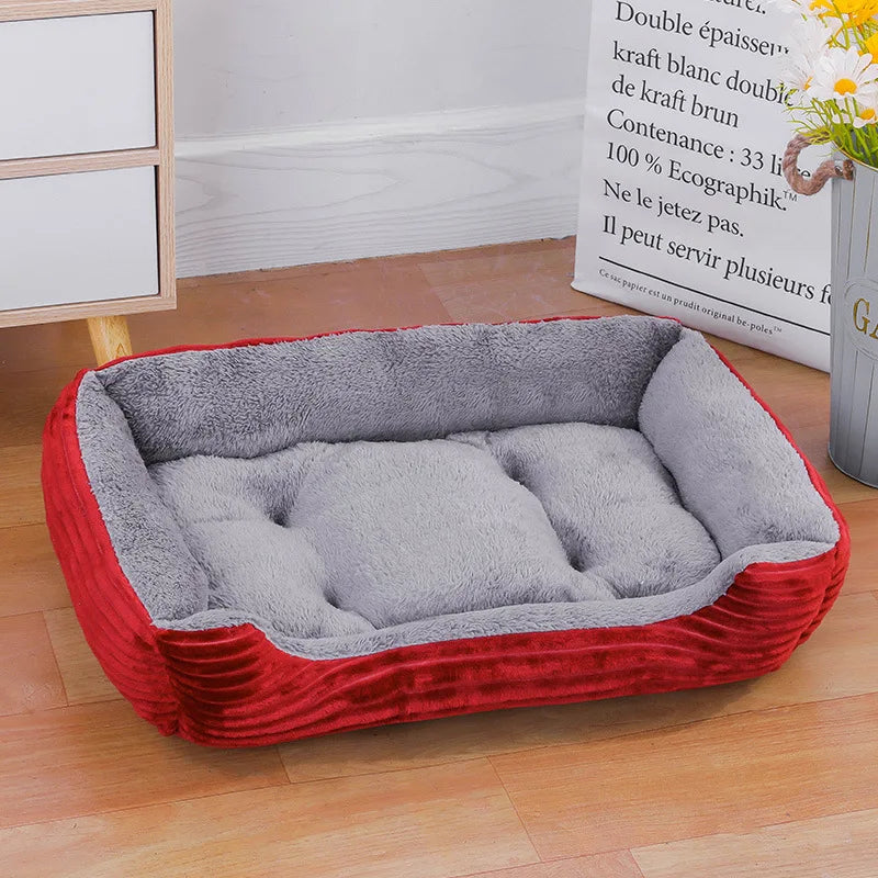 Color Square Winter Soft Warm House for Dog Bed 550g | Ships from US - Pet Beds - TrustyTrade LLC - Red - L 80X60CM - 14:151149433#Red;5:4182#L 80X60CM