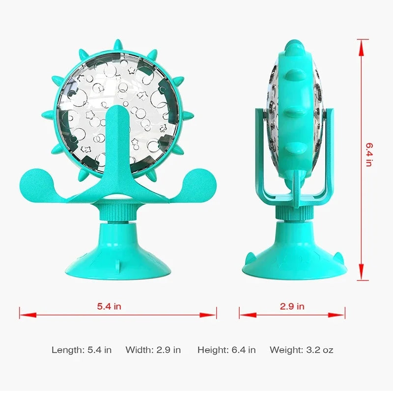 Ferris Wheel Suction Cup Toy - Slow Feeder with Bell for Small Dogs & Cats
