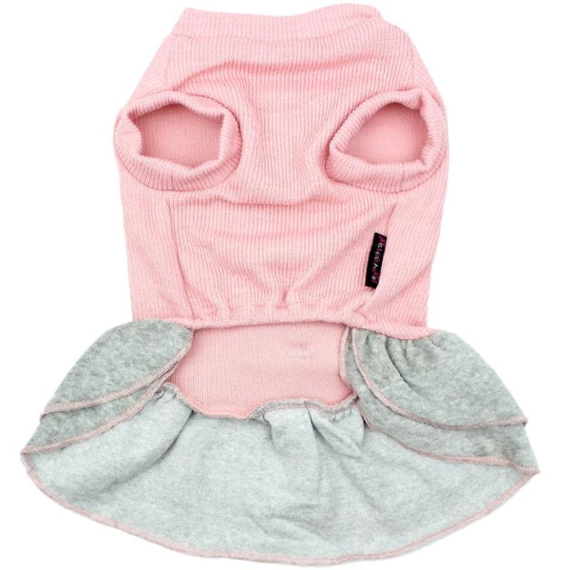 Ribbed Winter Bows Dog Dress