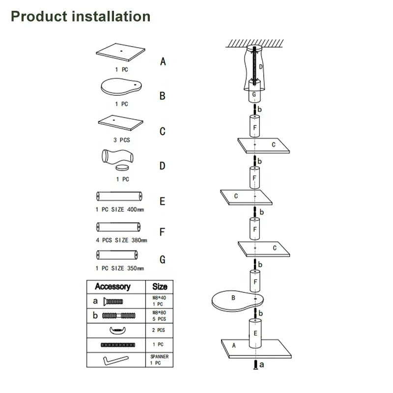 Cat Tree Floor To Ceiling Height Adjustable Tall 🐱