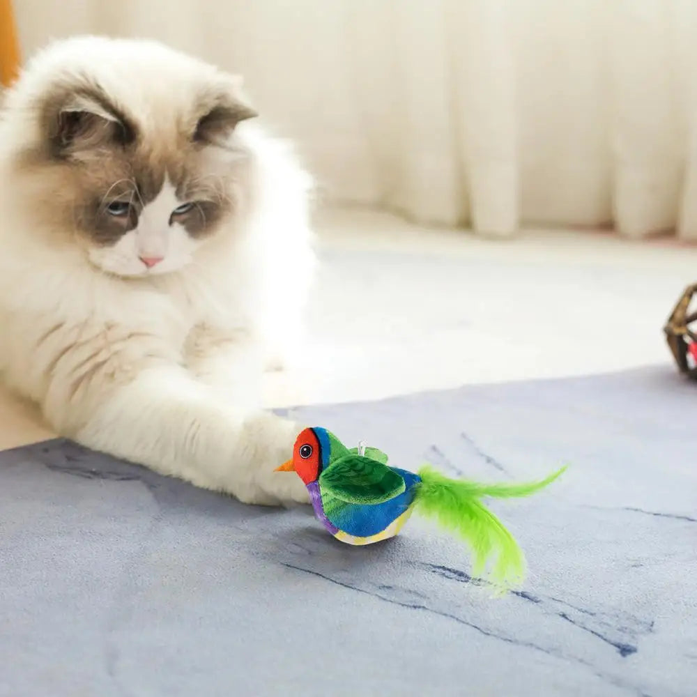 Flapping Bird Cat Toy Chirping Realistic Interactive Flying ๐ฑ