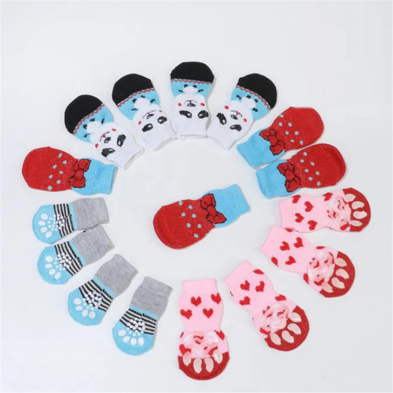 Pet Knit Sock Slippers - 4-Piece Non-Slip Indoor Boots for Small Dogs & Cats