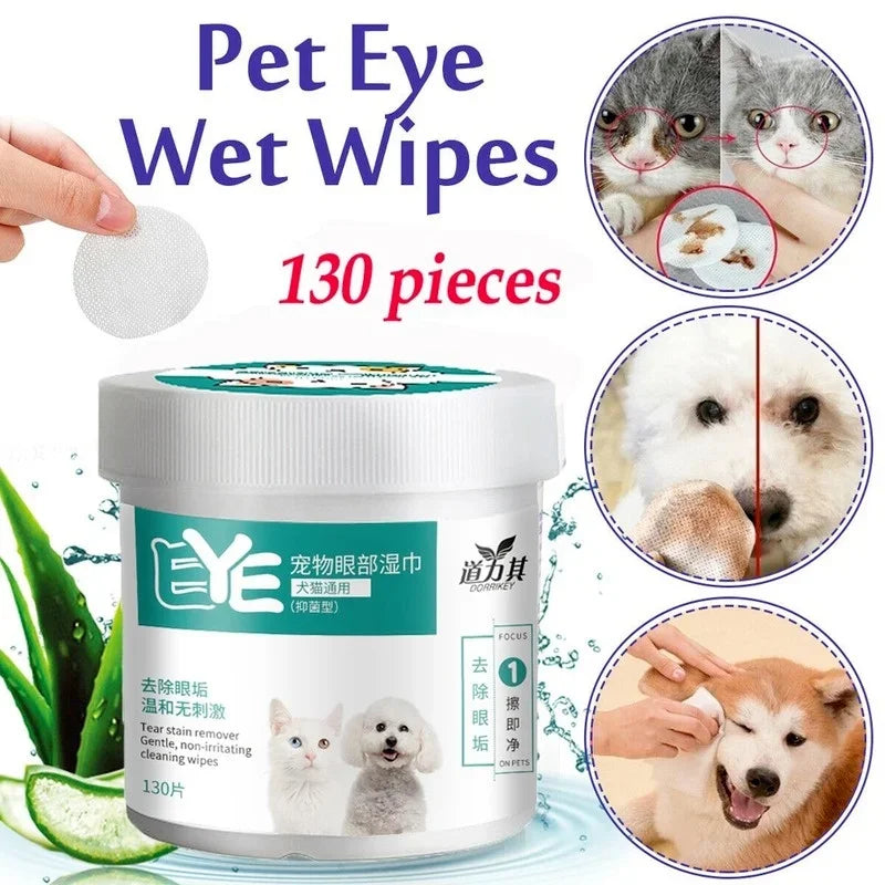 Pet Eye Wipes 130 Pcs Dog Cat Tear Stain Remover 4oz ๐๏ธ