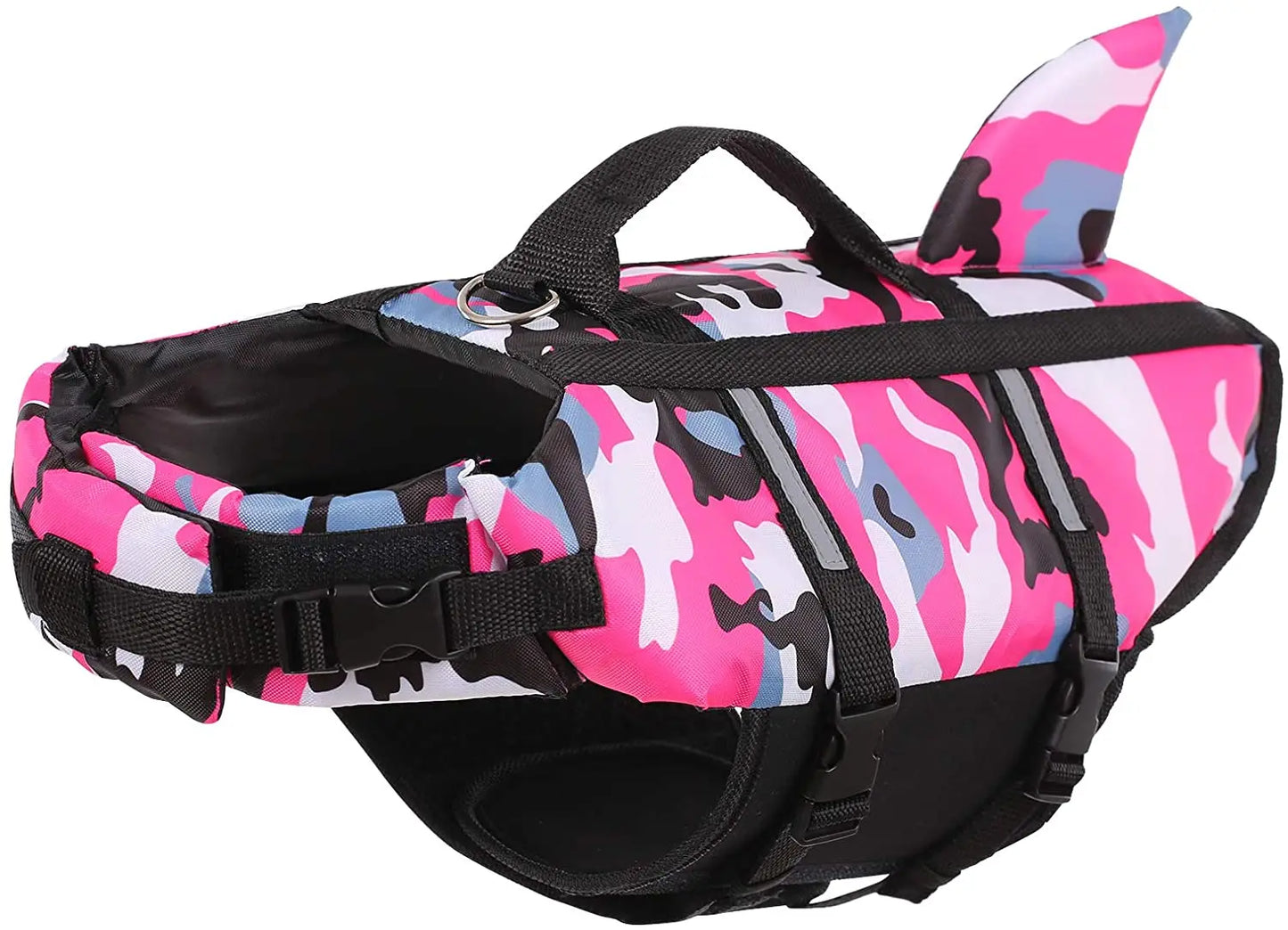 Shark Fin Dog Life Vest - Camouflage Swimwear - Pets - THRIXINE - Fuchsia - XL - 14:10#Fuchsia;5:100014065