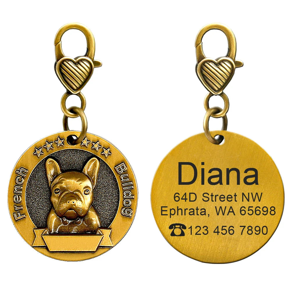 Personalized Dog ID Tag - Custom Engraved Nameplate for All Breeds