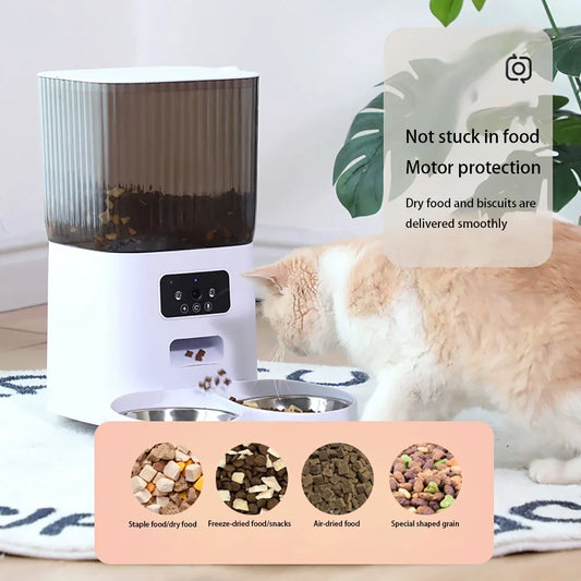 Cat Food 5L Double Bowls Smart Automatic Feeder With Camera - detail product image for cat food