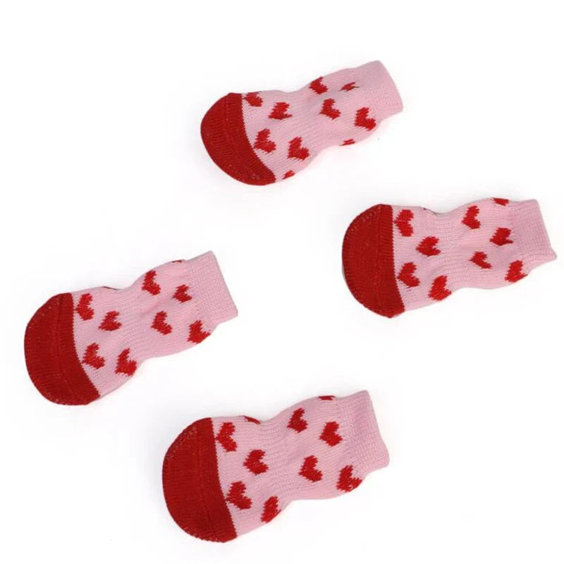Pet Knit Sock Slippers - 4-Piece Non-Slip Indoor Boots for Small Dogs & Cats