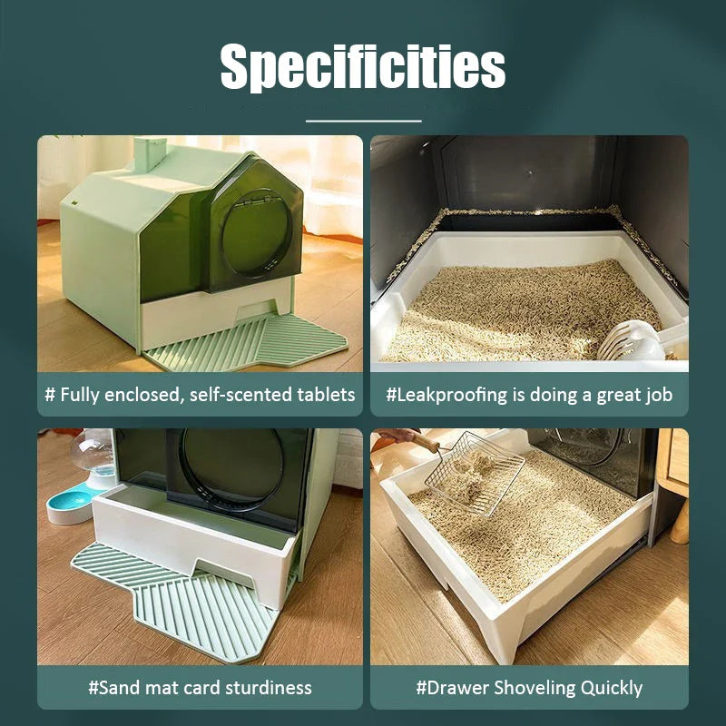 Extra Large Enclosed Cat Litter Box - Anti-Splash Odor Control with Drawer