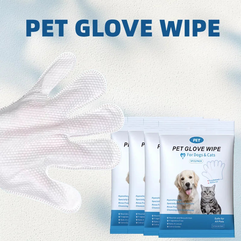 Pet Cleaning Wipes - 96 Count Gentle Disposable Glove Wipes (4 Packs)