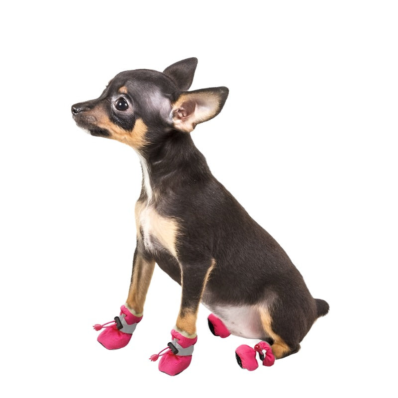 Anti-Slip Pet Booties - 4 Pc Set - Hot Pink
