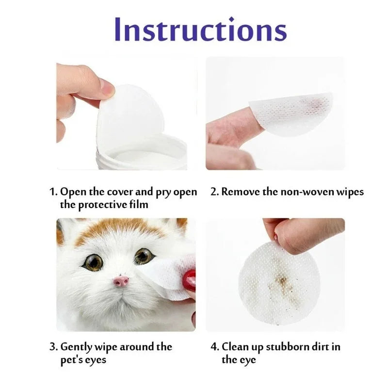 Pet Eye Wipes 130 Pcs Dog Cat Tear Stain Remover 4oz ๐๏ธ