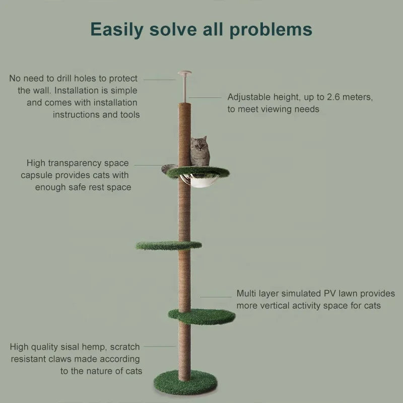 Cat Tree Floor To Ceiling Height Adjustable Tall 🐱