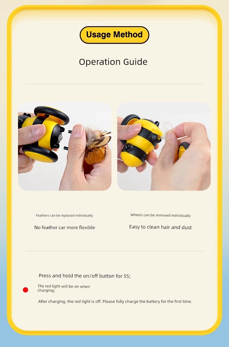 Smart Electric Cat Toy - Little Bee Running Car Teaser