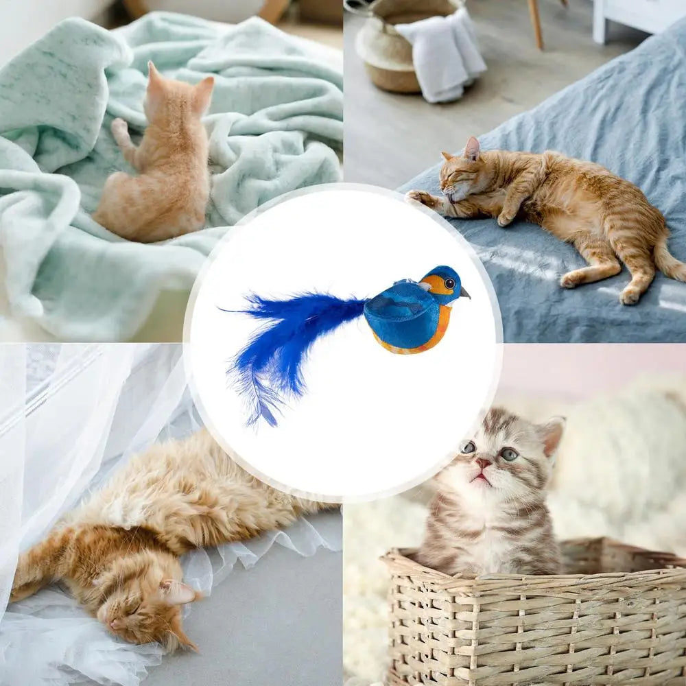Flapping Bird Cat Toy Chirping Realistic Interactive Flying ๐ฑ