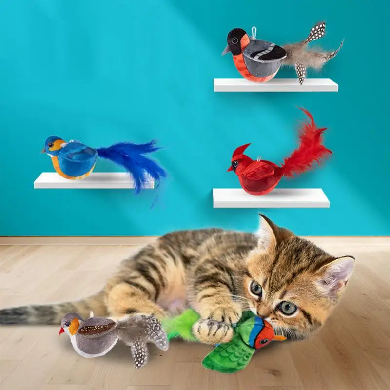 Flapping Bird Cat Toy Chirping Realistic Interactive Flying ๐ฑ