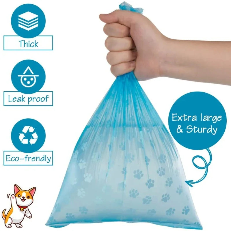 Pet Poop Bags Disposable Dog Perros Waste Bag Bulk Poop 5 Roll(75Pcs) Bags with Paw Prints Clean Pick Up Tools Pet Items - Purrfect Pet Kingdom