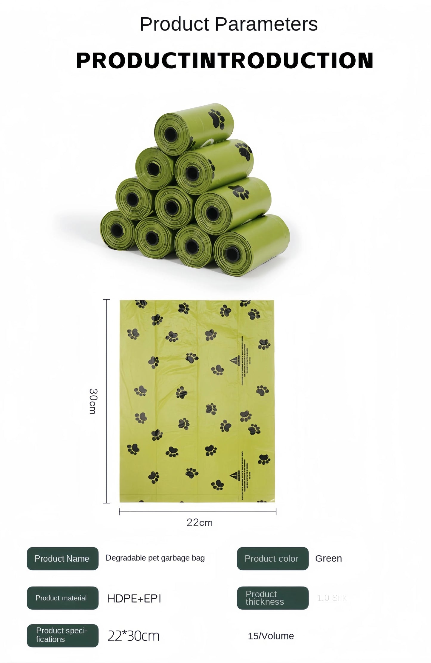 Dog Poop Bag Biodegradable Pet Dog Poop Bag Zero Waste Dog Pooper Bags Paw Doggy Litter Poop Bag Dog Poop Bag Dispenser - Purrfect Pet Kingdom