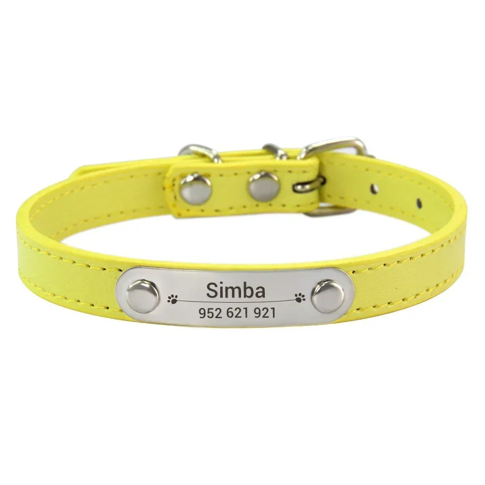 Personalized Dog Collar - Engraved ID Leather Collar