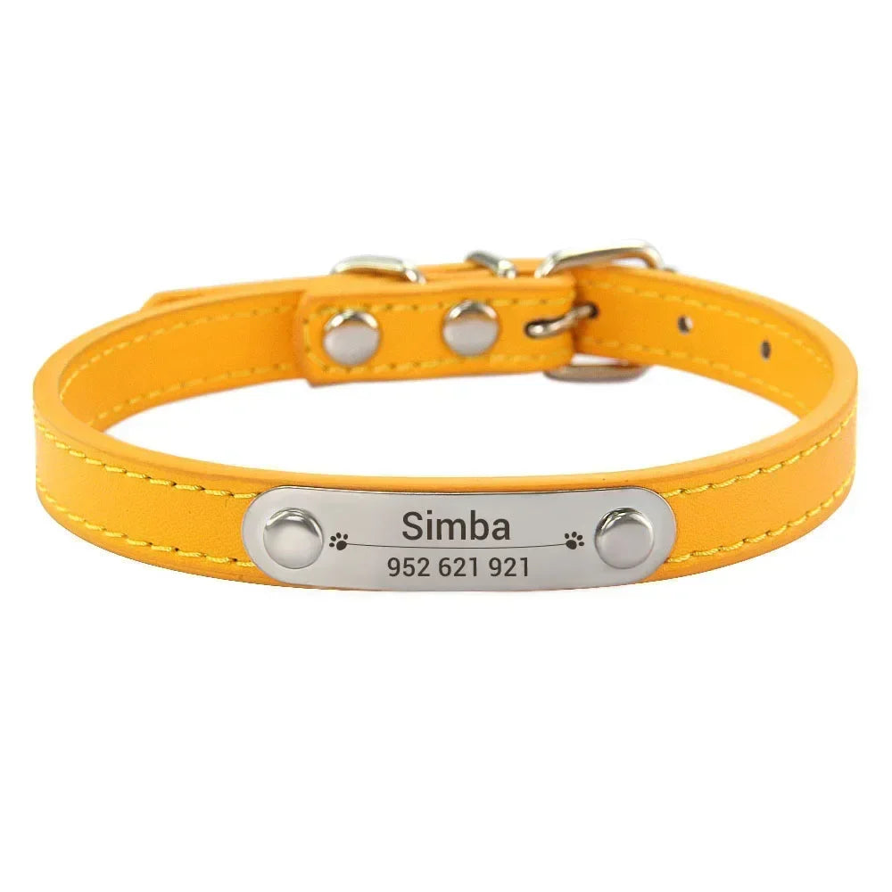 Personalized Dog Collar - Engraved ID Leather Collar