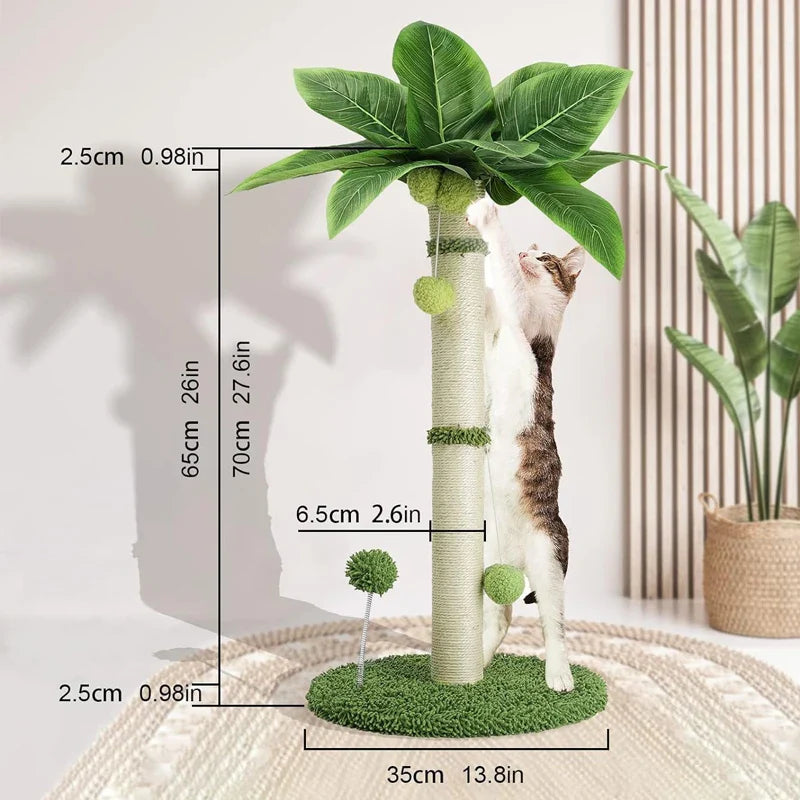 Tall Cat Scratching Post - 65cm Premium Sisal Tree with Interactive Toys