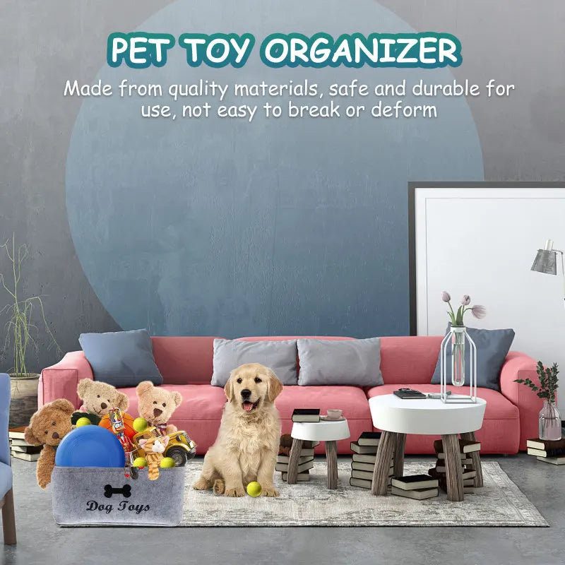 Pet Toy Storage Basket Felt Organizer Bin 🧺