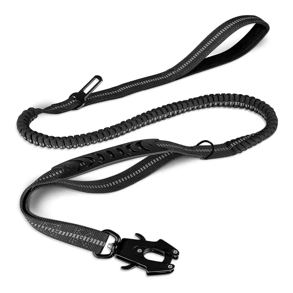 Heavy Duty Dog Leash for Large Dogs Shock Absorbing Bungee Tactical Dog Leash with 2 Padded Handle Strong No Pull Dog Leash