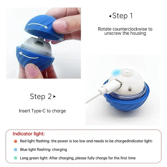 Dog Toy Ball Automatic Moving Bouncing Rolling Ball USB Smart puppy Interactive Dog Chew Toy Ball - detail view