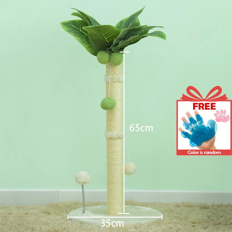 Tall Cat Scratching Post - 65cm Premium Sisal Tree with Interactive Toys