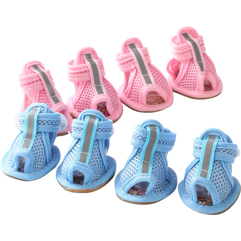 Summer Dog Shoes for Small Dogs - Breathable Reflective Outdoor Sandals