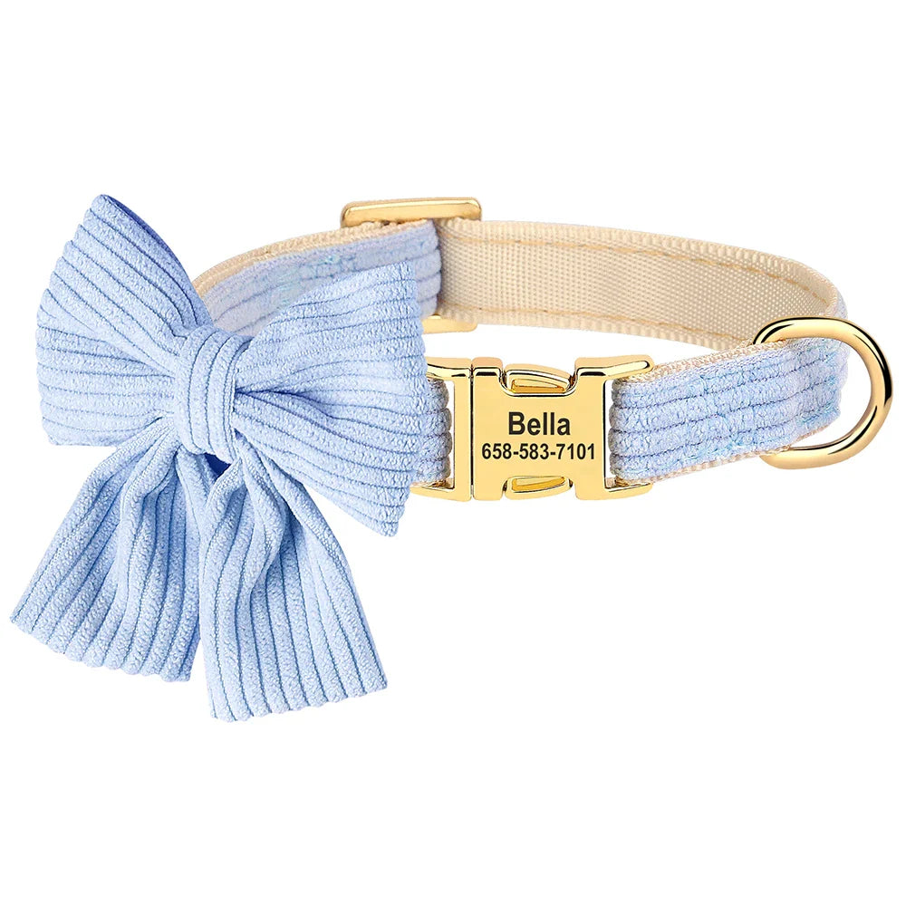 Personalized Dog Collar with Bow - Custom Engraved Cuteness