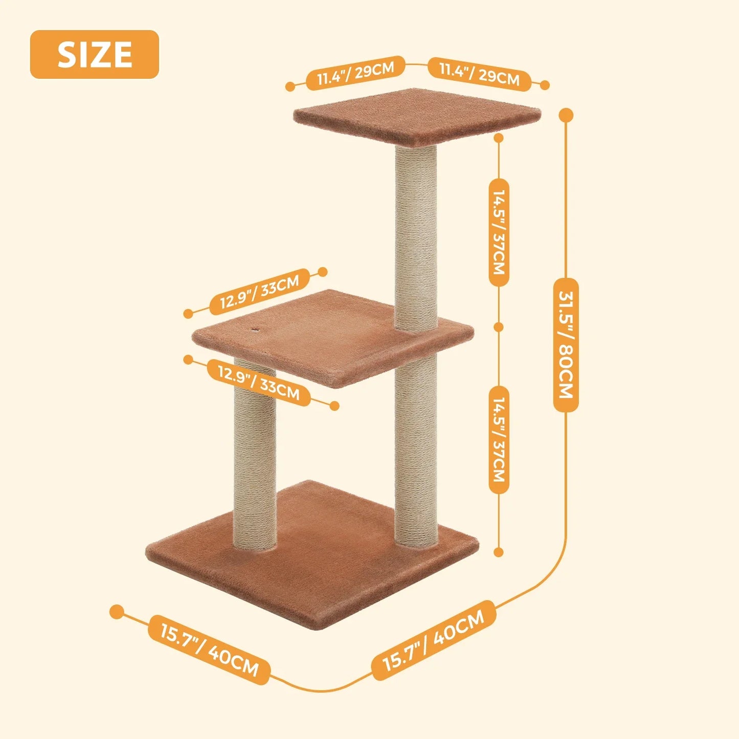 Multi-Level Cat Activity Tree with Scratching Posts & Hammock