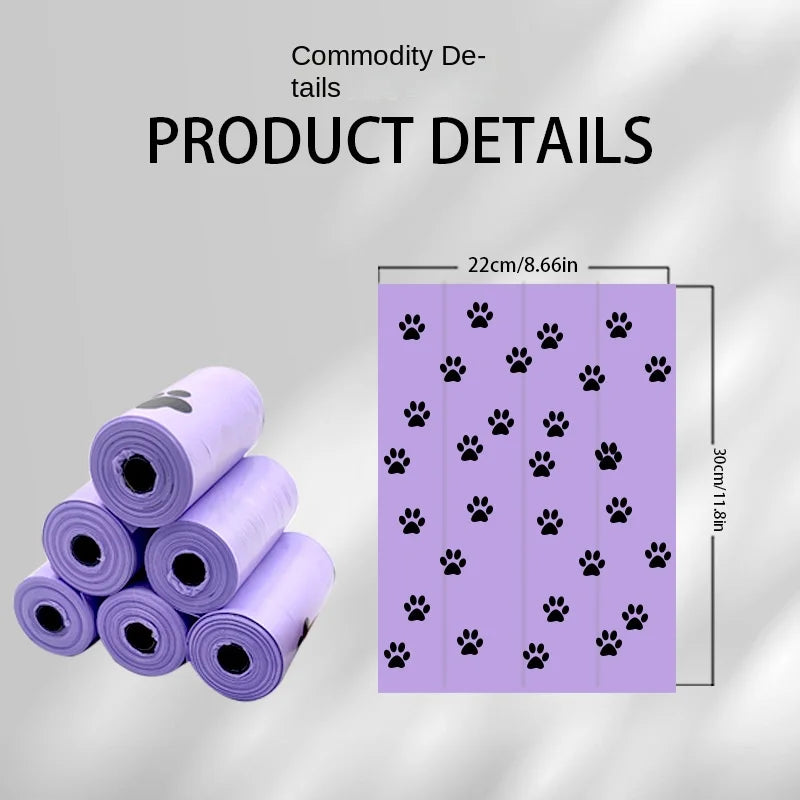 Dog Poop Bag Biodegradable Pet Dog Poop Bag Zero Waste Dog Pooper Bags Paw Doggy Litter Poop Bag Dog Poop Bag Dispenser - Purrfect Pet Kingdom - violet - 1 rolls - 1005007184226888 - violet - 1 rolls