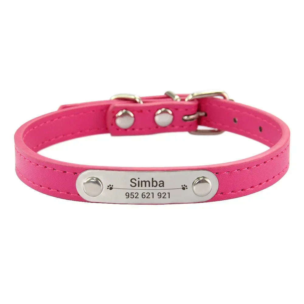 Personalized Dog Collar - Engraved ID Leather Collar