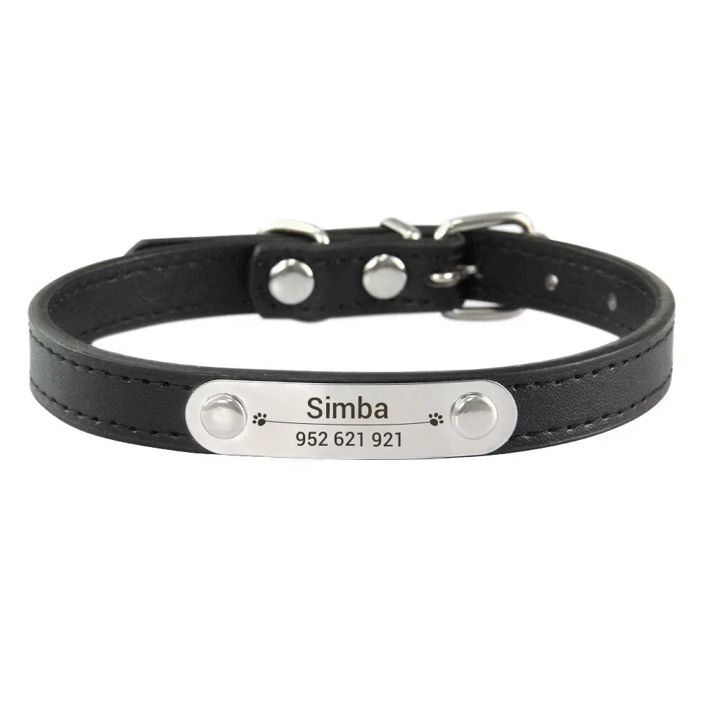 Personalized Dog Collar - Engraved ID Leather Collar