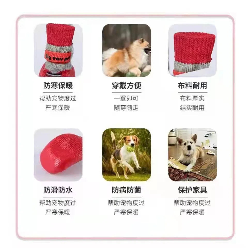 Winter Waterproof Dog Sport Boots - Warm Anti-Slip Walking Shoes for Small & Medium Dogs