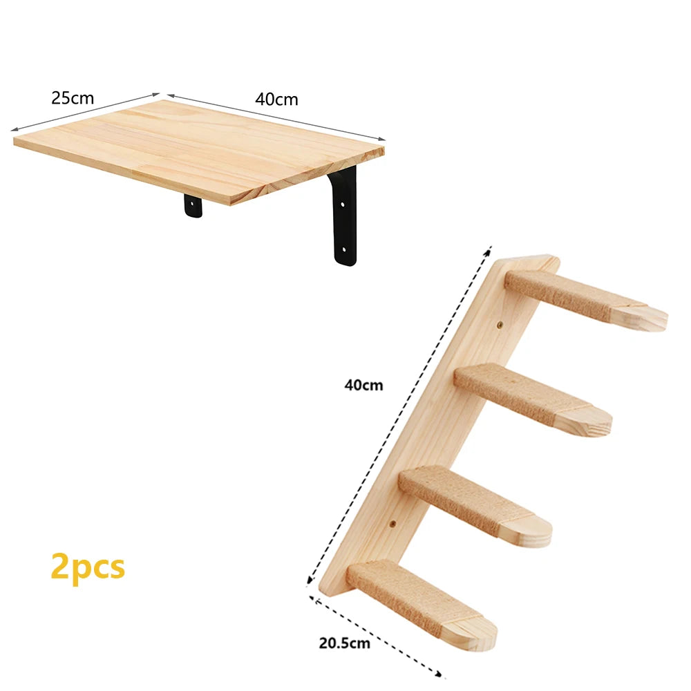 Wall Mounted Cat Tree Shelves Hammock Ladder Space Saving ✅